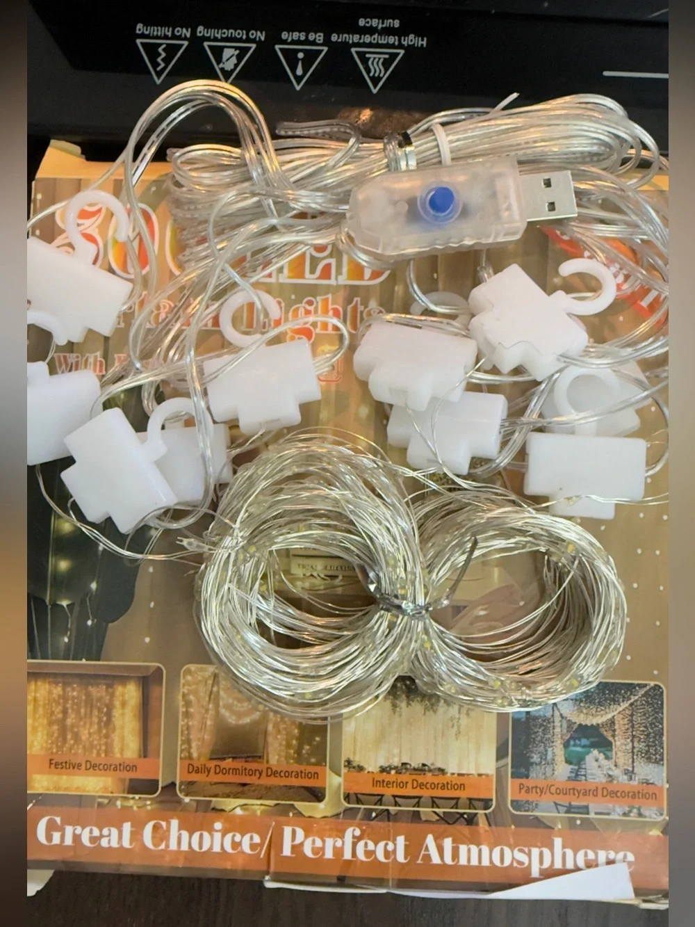 300 LED Warm White Curtain String Lights - w/Remote. Home Holiday